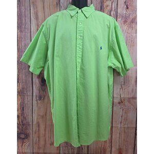 Ralph Lauren Mens 2XLT Lime Green Short Sleeve Shirt 100% Cotton